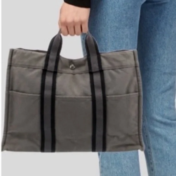 Hermes Grey Mini Tote Stripe Handle Handbag - Picture 6 of 16